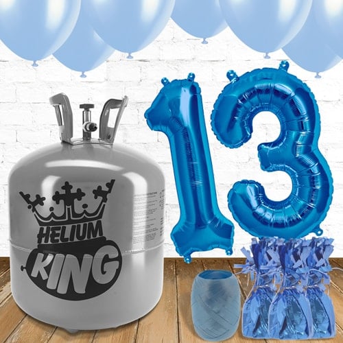 13th Birthday Helium Gas Package with Blue Balloons Product Gallery Image