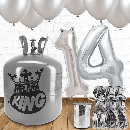 14th Birthday Helium Gas Package with Silver Balloons Product Gallery Image