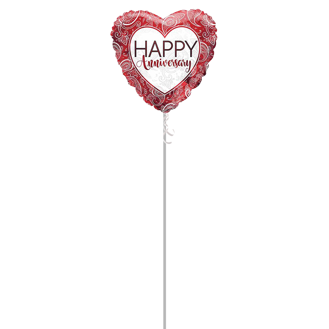 Happy Anniversary Ruby Ornaments Heart Shape ECO Foil Helium Balloon - Inflated Balloon in a Box Product Gallery Image