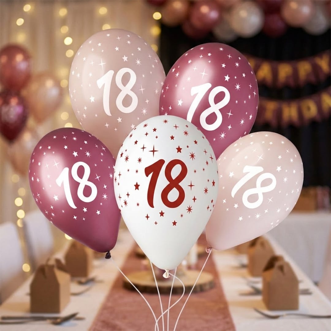 18th Birthday Vino Collection Latex Balloons 33cm / 13 in - Pack of 6 View 2