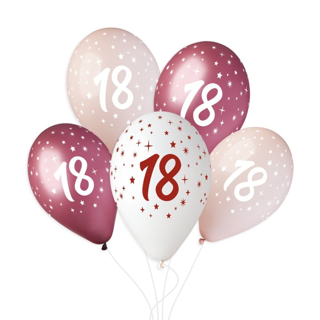 18th Birthday Vino Collection Latex Balloons 33cm / 13 in - Pack of 6