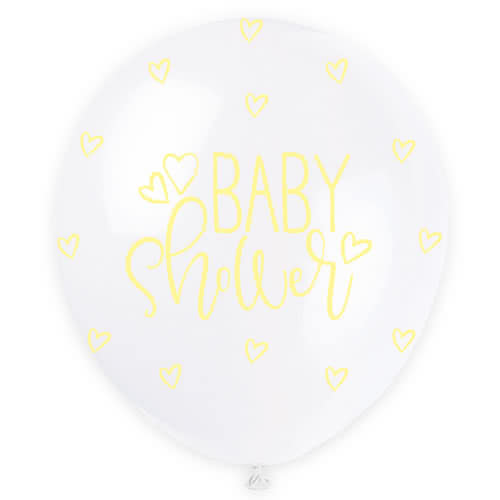 Assorted Pastel Baby Shower Print Pearlised Biodegradable Latex Helium Balloons 30cm / 12in - Pack of 5 Product Gallery Image