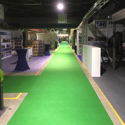 10 Metres Exhibition Quality Ribbed Heavy Duty Spring Green Carpet Runner 2 Metres Wide Product Gallery Image