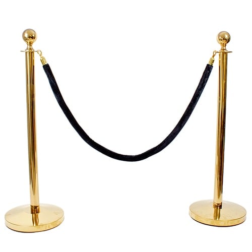 2 Prestige Brass Poles With 1 Black Velvet Rope Product Gallery Image