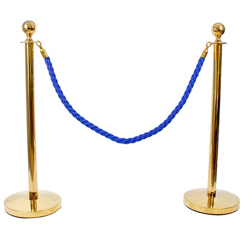 2 Prestige Brass Poles With 1 Blue Braided Rope Product Gallery Image