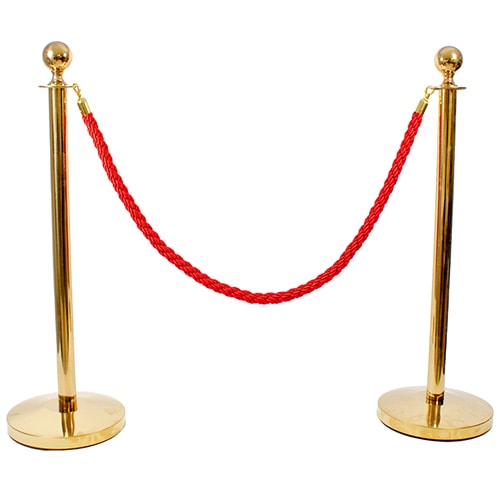 2 Prestige Brass Poles With 1 Red Braided Rope Product Gallery Image