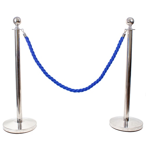 2 Prestige Chrome Poles With 1 Blue Braided Rope Product Gallery Image