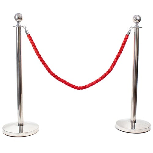 2 Prestige Chrome Poles With 1 Red Braided Rope Product Gallery Image