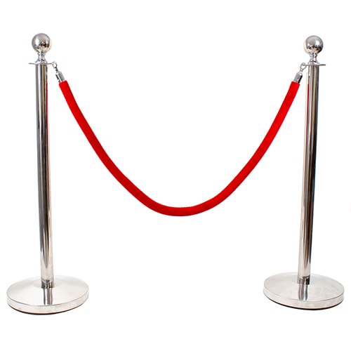 2 Prestige Chrome Poles With 1 Red Velvet Rope Product Gallery Image