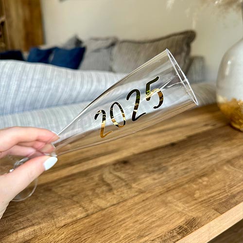 2025 New Year's Eve Party Champagne / Prosecco Clear Plastic Flute Product Gallery Image