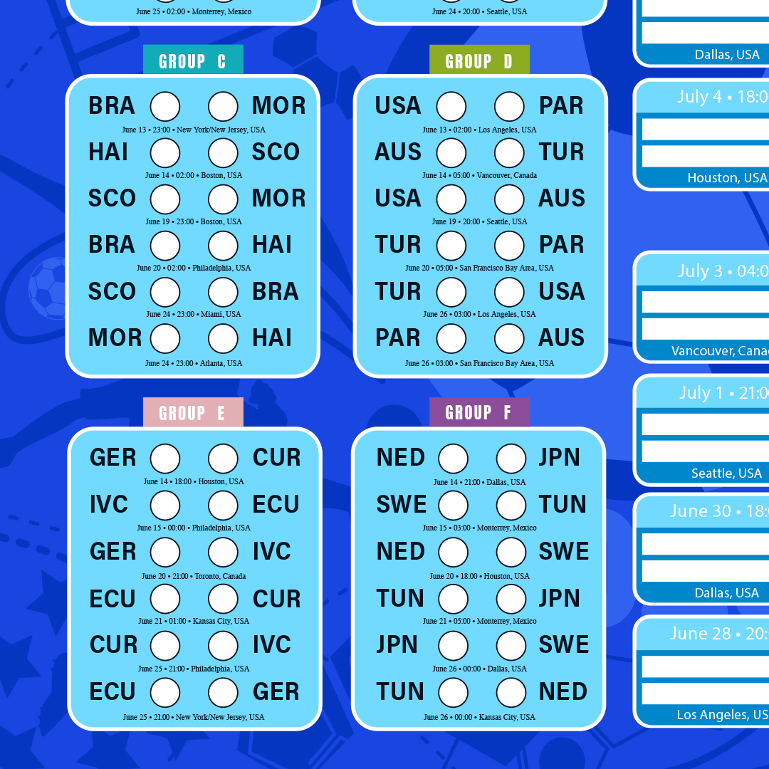 World Football Championship Cup 2026 A3 Fixture Wall Chart Product Gallery Image