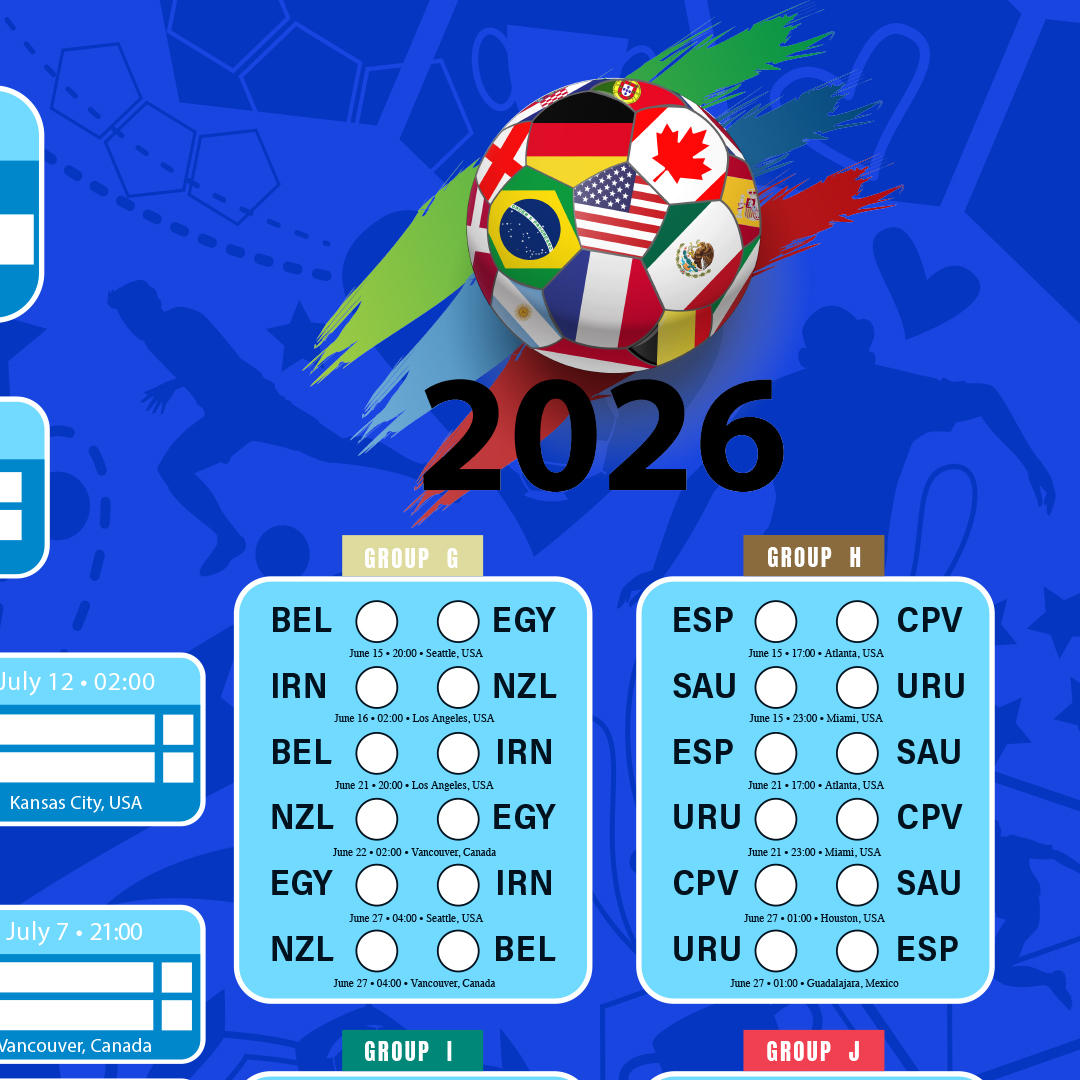 World Football Championship Cup 2026 A3 Fixture Wall Chart Product Gallery Image