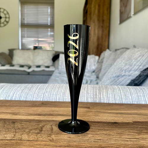 2026 New Year's Eve Party Champagne / Prosecco Black Plastic Flute
