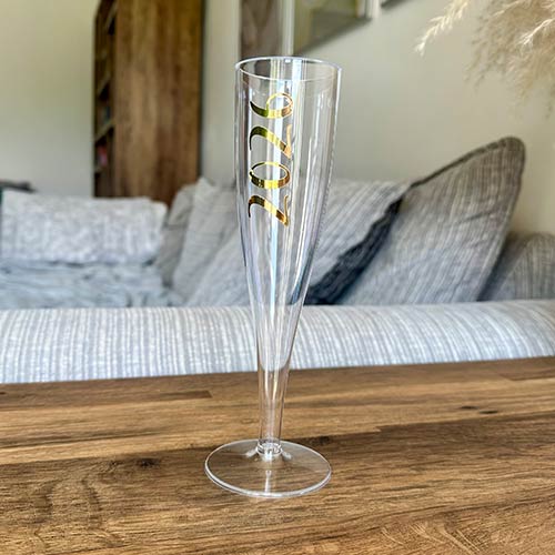 2026 New Year's Eve Party Champagne / Prosecco Clear Plastic Flute