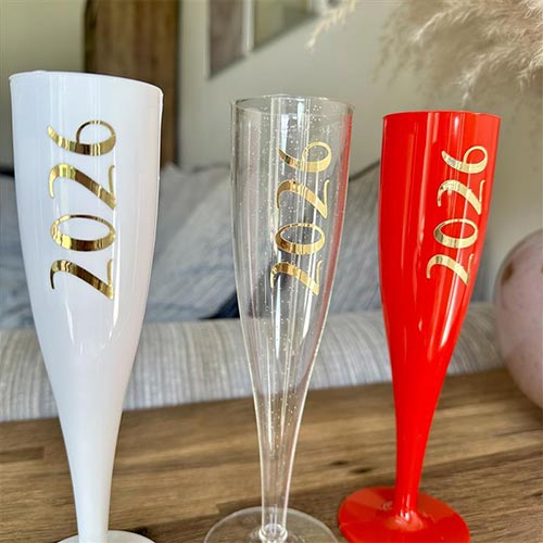 2026 New Year's Eve Party Champagne / Prosecco Clear Plastic Flute Product Gallery Image