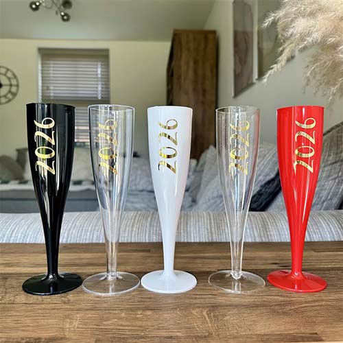 2026 New Year's Eve Party Champagne / Prosecco Clear Plastic Flute Product Gallery Image