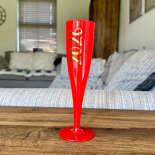 2026 New Year's Eve Party Champagne / Prosecco Red Plastic Flute Product Gallery Image