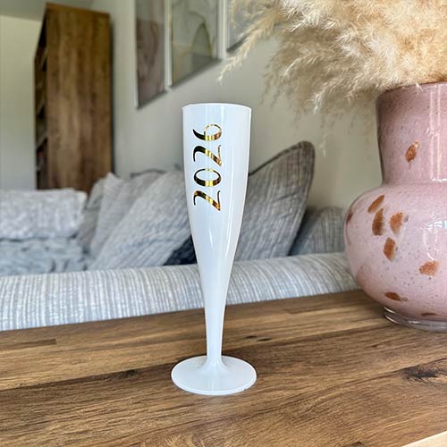 2026 New Year's Eve Party Champagne / Prosecco White Plastic Flute