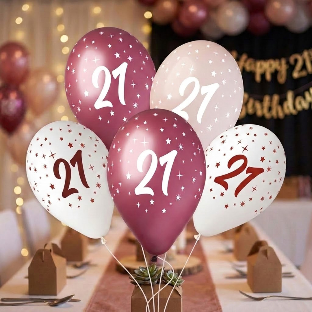 21st Birthday Vino Collection Latex Balloons 33cm / 13 in - Pack of 6 View 2