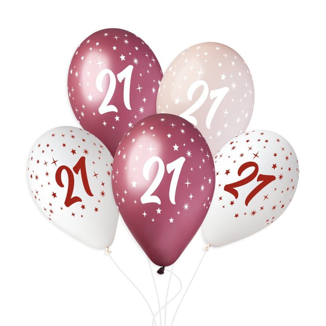21st Birthday Vino Collection Latex Balloons 33cm / 13 in - Pack of 6
