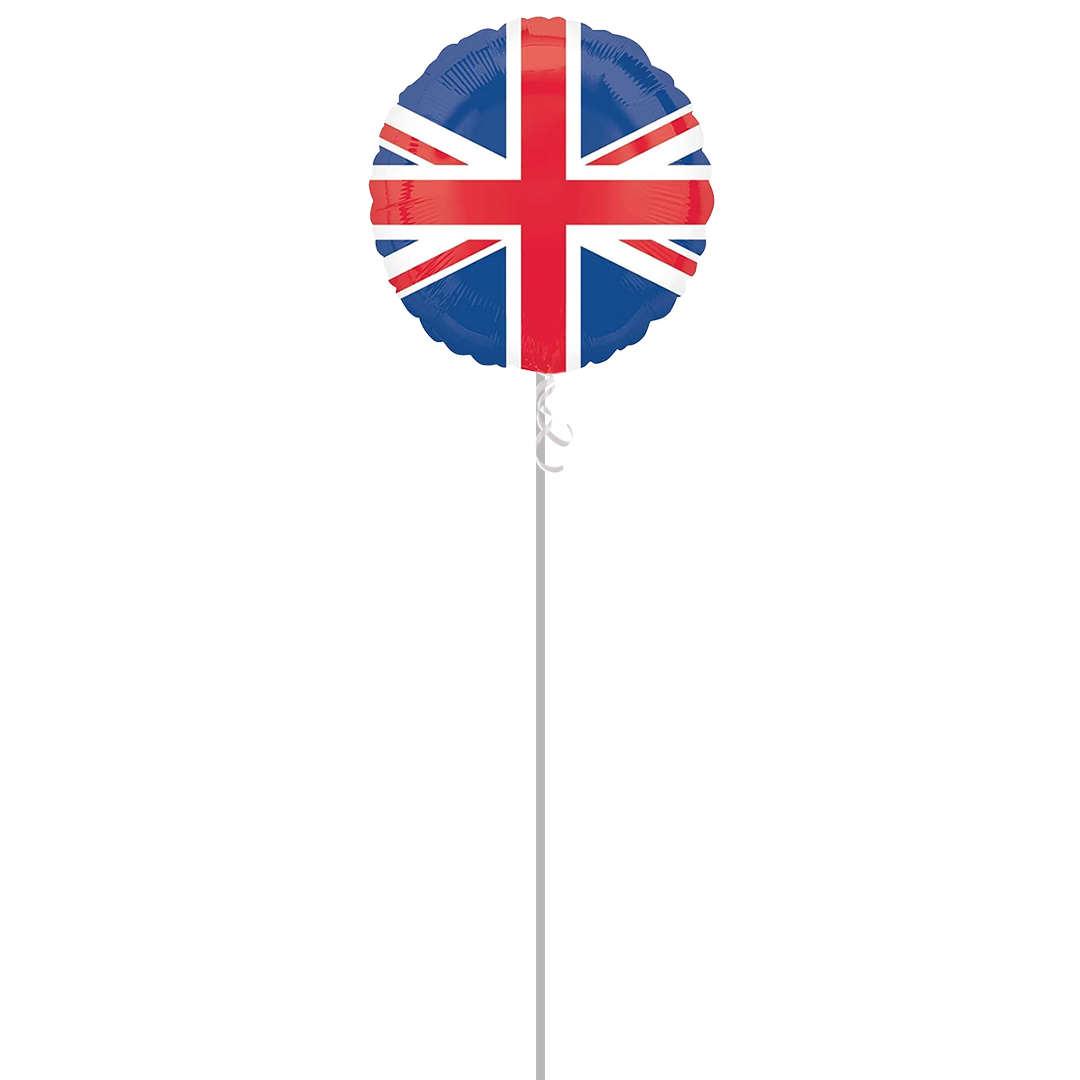 Great Britain Union Jack Flag Round Foil Helium Balloon - Inflated Balloon in a Box Product Gallery Image