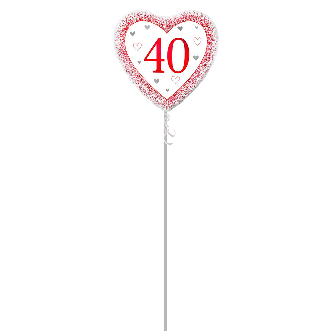 Happy 40th Ruby Anniversary Heart Shape Foil Helium Balloon - Inflated Balloon in a Box Product Gallery Image