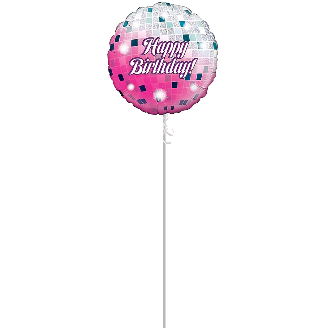 Glitterball Birthday Holographic Round Foil Helium Balloon - Inflated Balloon in a Box Product Gallery Image