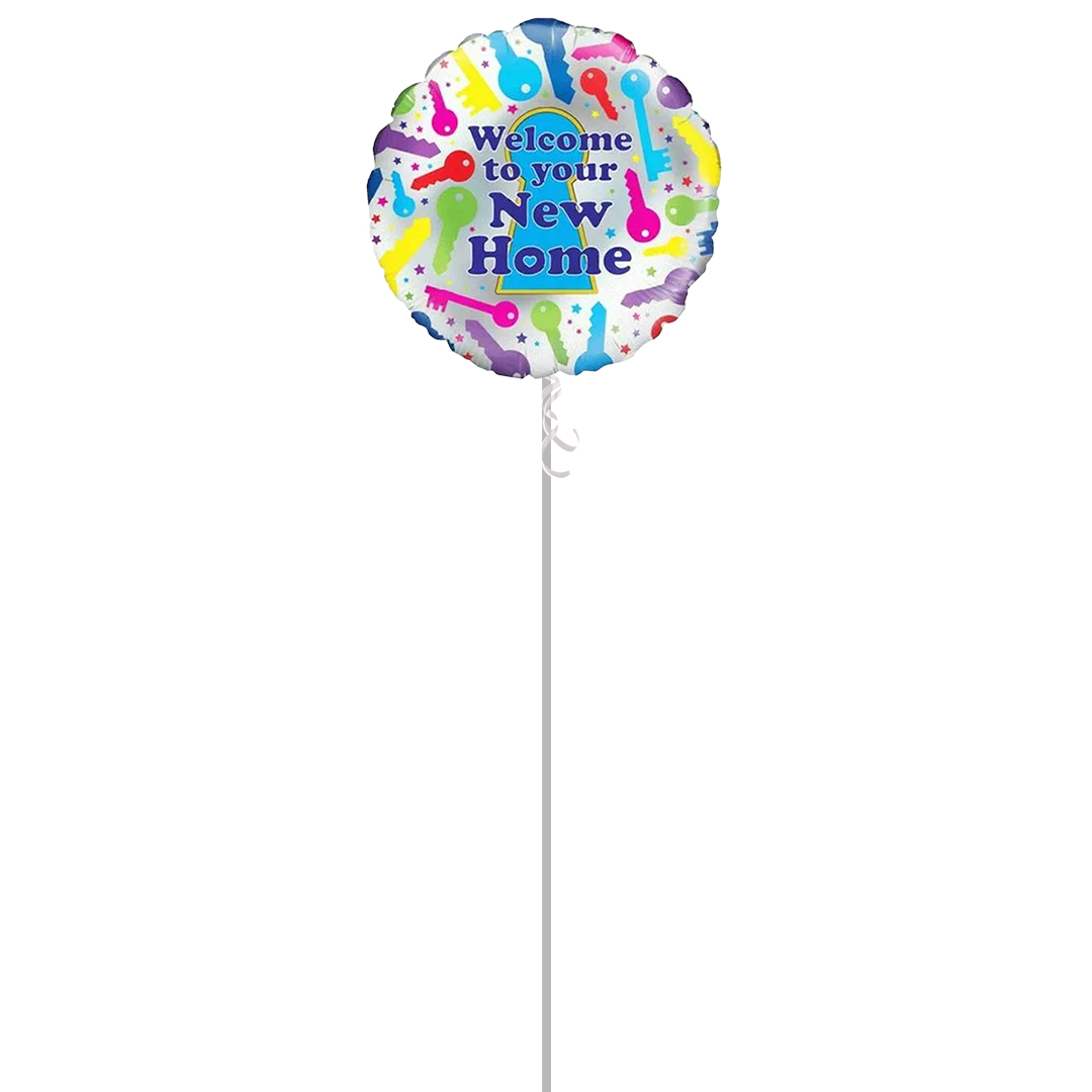 Welcome to Your New Home Round Foil Helium Balloon - Inflated Balloon in a Box Product Gallery Image