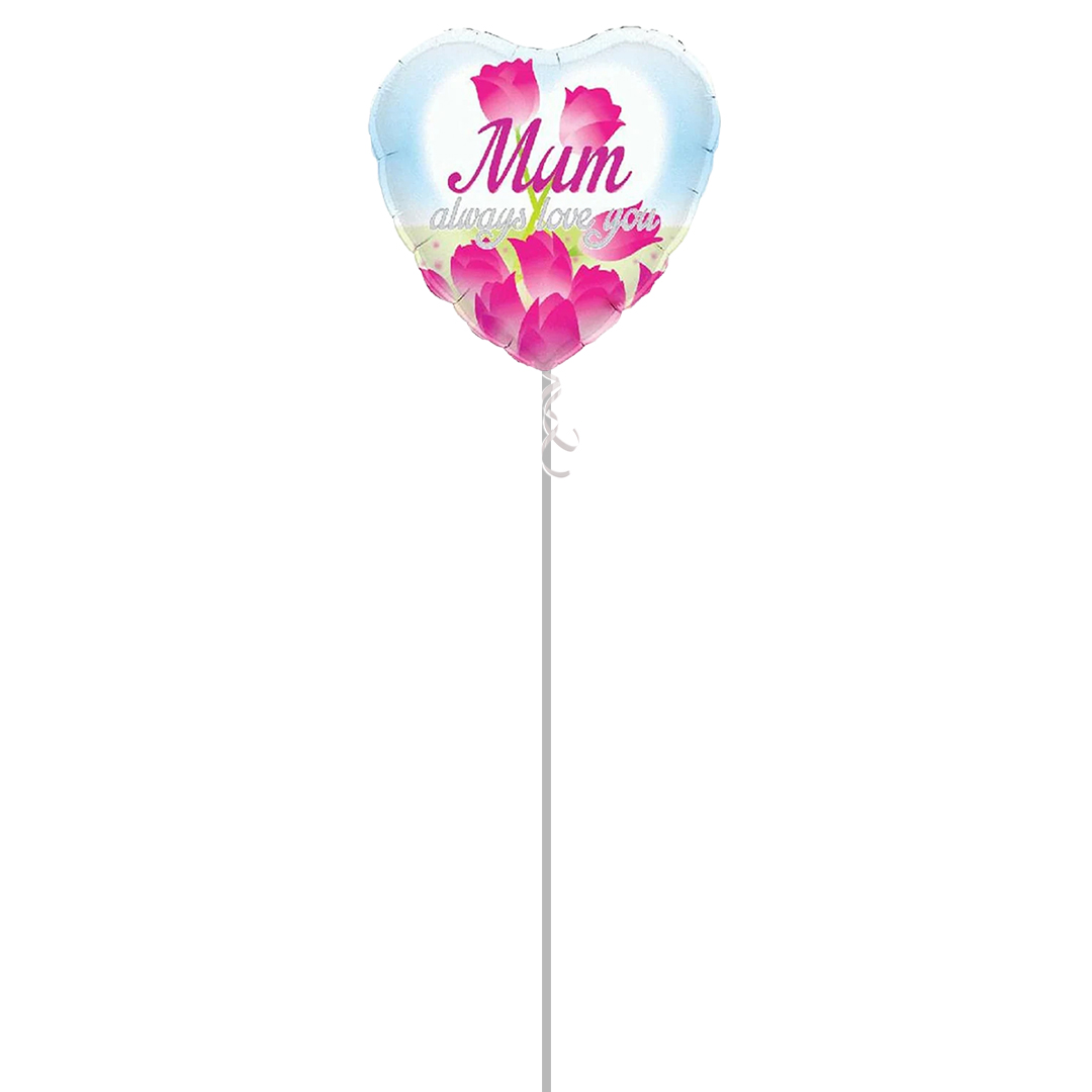 Mum Always Love You Heart Shape Foil Balloon - Inflated Balloon in a Box Product Gallery Image