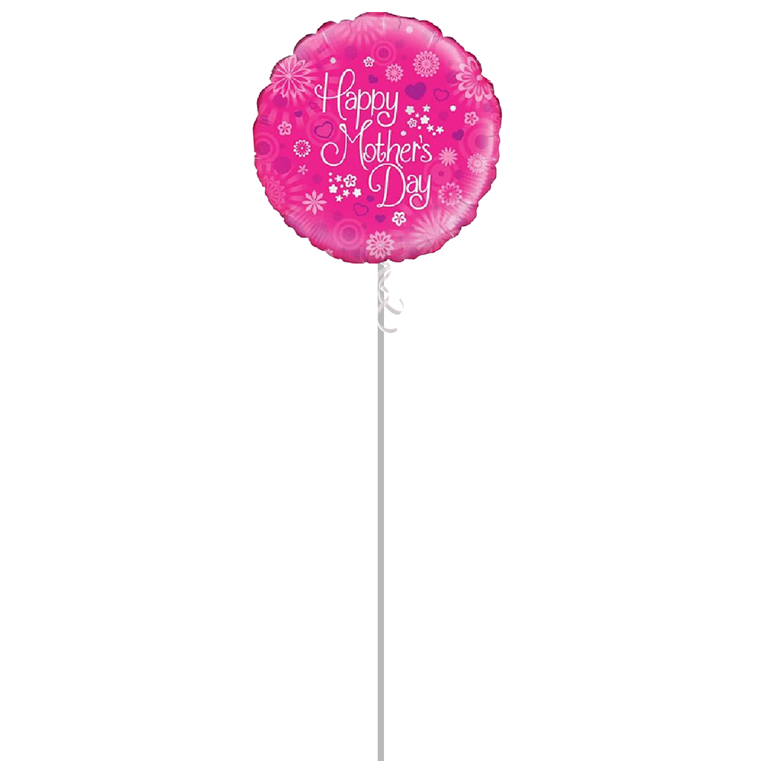 Happy Mothers Day Pink Round Foil Balloon - Inflated Balloon in a Box Product Gallery Image