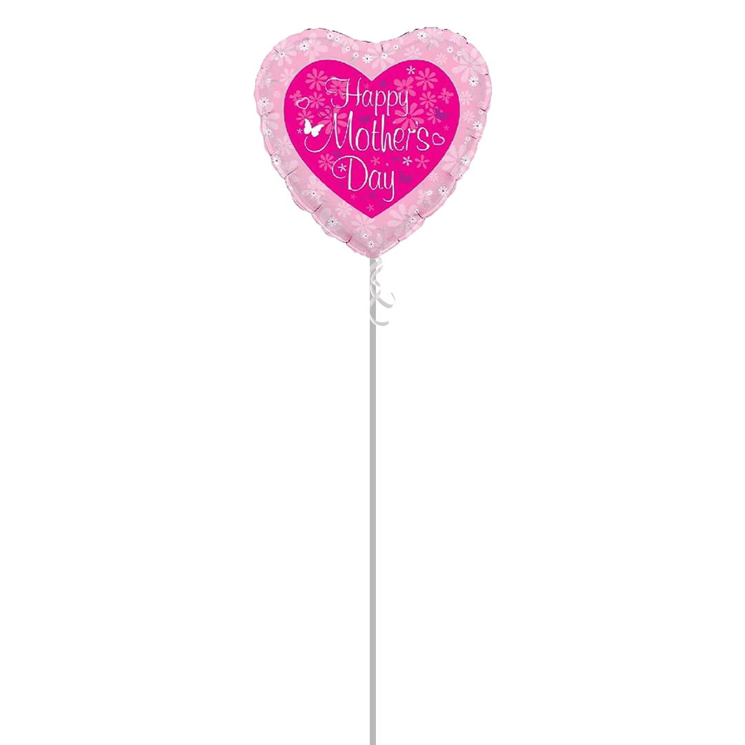 Happy Mothers Day Butterfly Heart Shaped Foil Helium Balloon - Inflated Balloon in a Box Product Gallery Image
