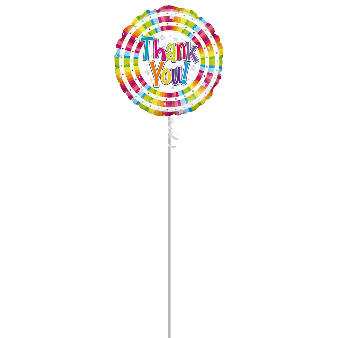 Bright Thank You Holographic Round Foil Balloon - Inflated Balloon in a Box