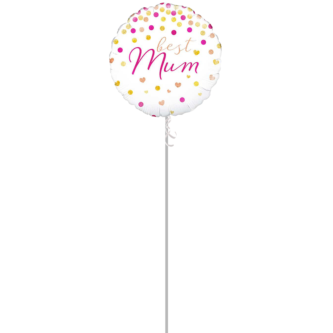 Best Mum Holographic Round Helium Foil Balloon - Inflated Balloon in a Box Product Gallery Image