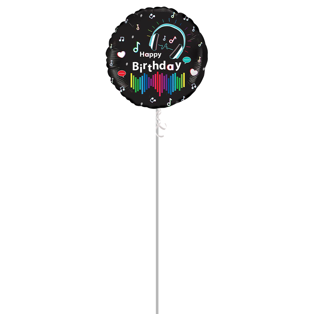Musical Happy Birthday Round Foil Helium Balloon - Inflated Balloon In A Box Product Gallery Image
