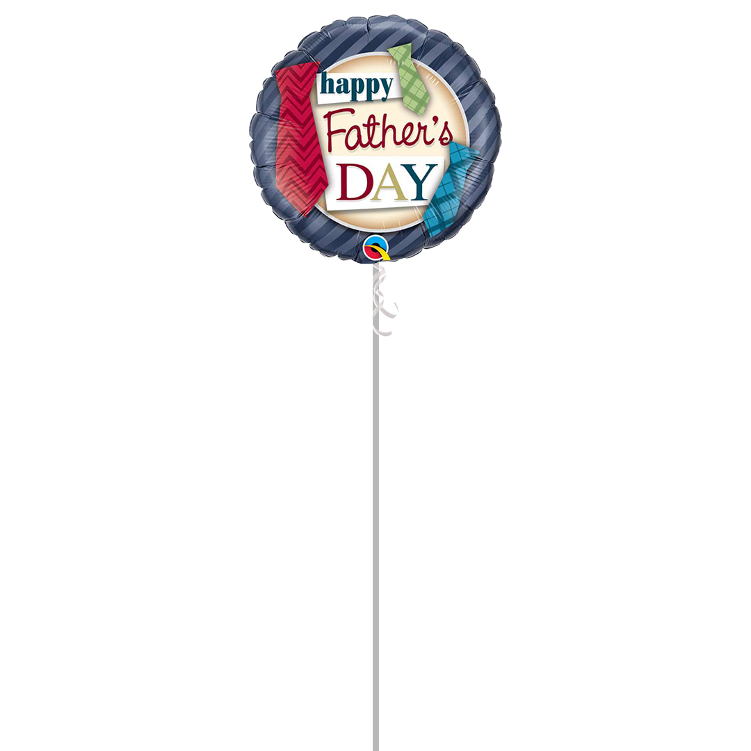 Father's Day Ties Round Foil Helium Qualatex Balloon - Inflated Balloon in a Box