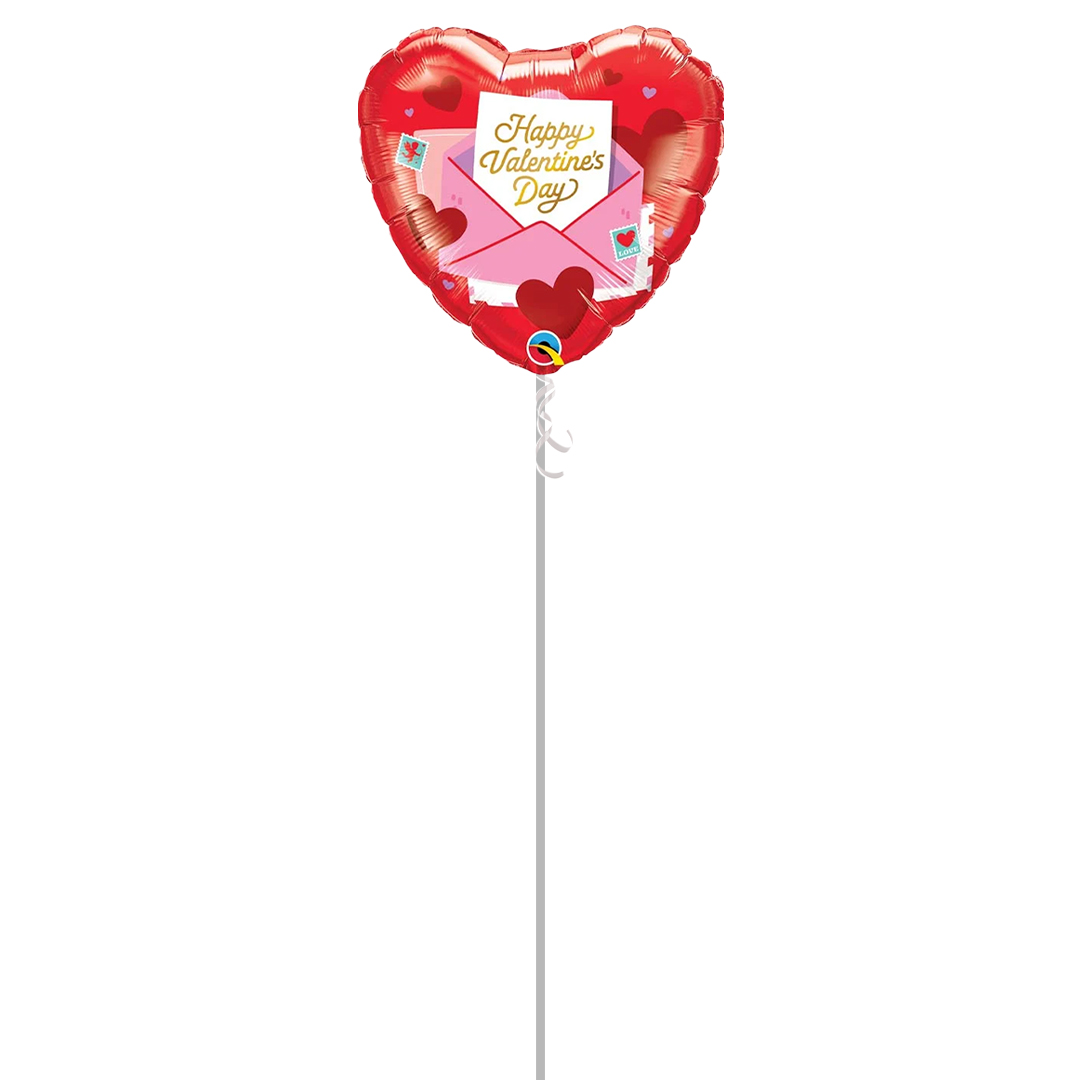 Valentines Love Letter Heart Shape Foil Helium Balloon - Inflated Balloon in a Box