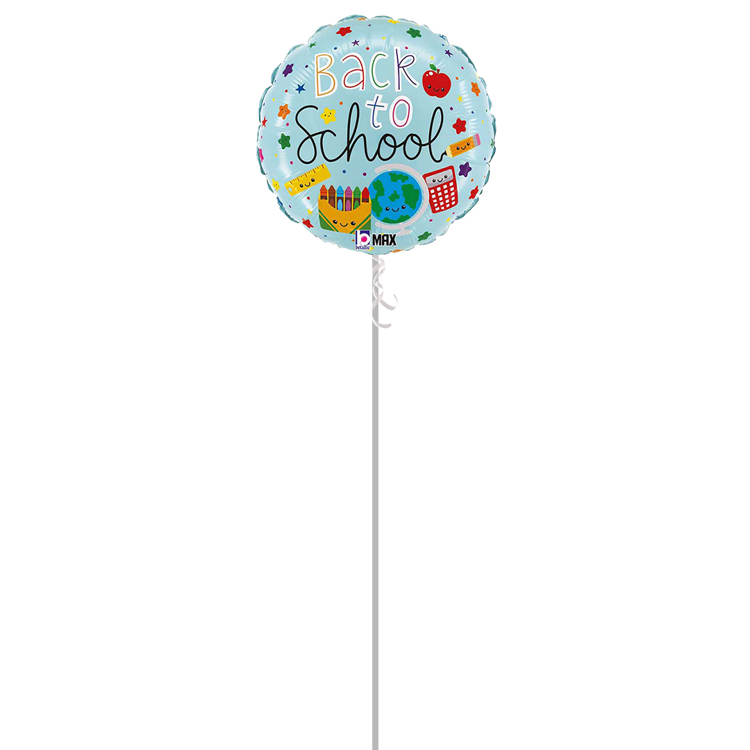 Back To School Round Foil Helium Balloon - Inflated Balloon in a Box Product Gallery Image