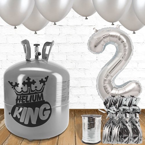 2nd Birthday Helium Gas Package with Silver Balloons Product Gallery Image