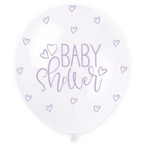 Assorted Pastel Baby Shower Print Pearlised Biodegradable Latex Helium Balloons 30cm / 12in - Pack of 5 Product Gallery Image