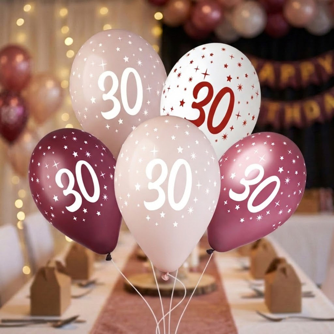 30th Birthday Vino Collection Latex Balloons 33cm / 13 in - Pack of 6 View 2