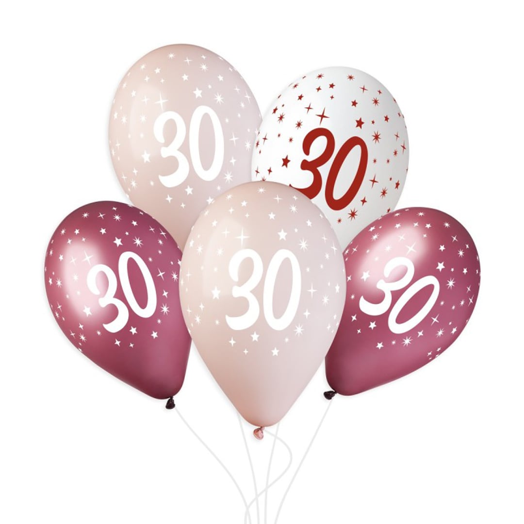 30th Birthday Vino Collection Latex Balloons 33cm / 13 in - Pack of 6