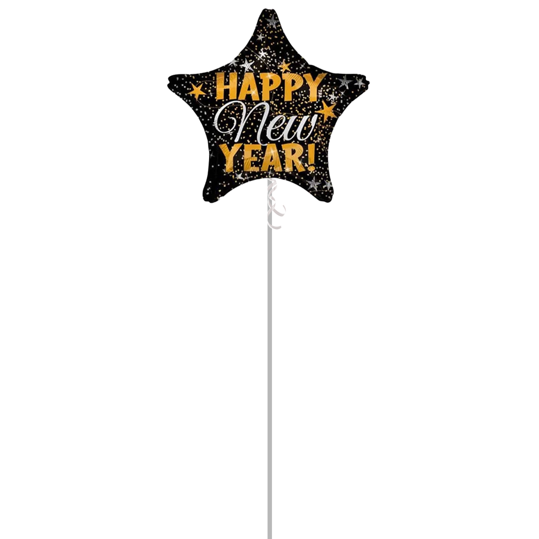 Happy New Year Star Shaped Foil Balloon - Inflated Balloon in a Box