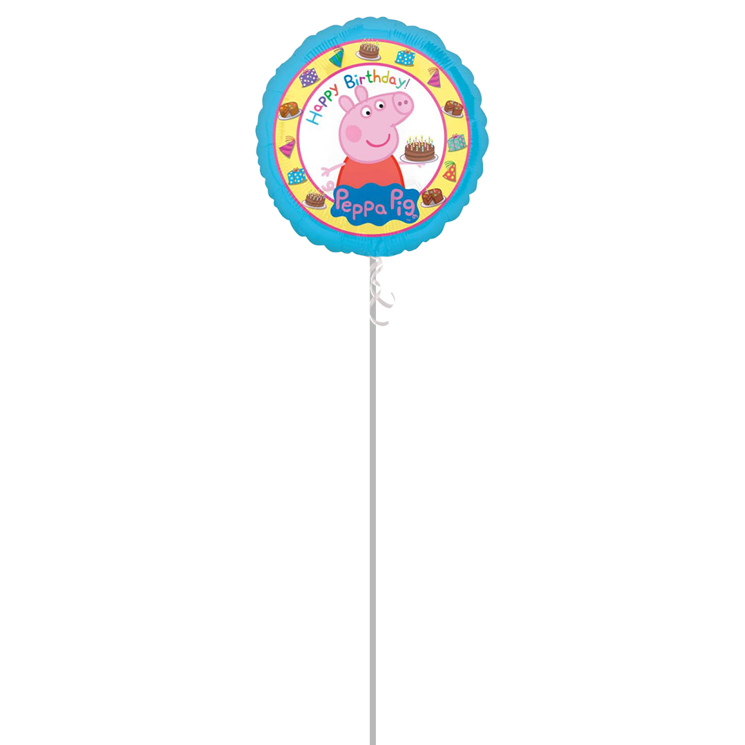 Peppa Pig Happy Birthday Round Foil Balloon - Inflated Balloon in a Box Product Gallery Image
