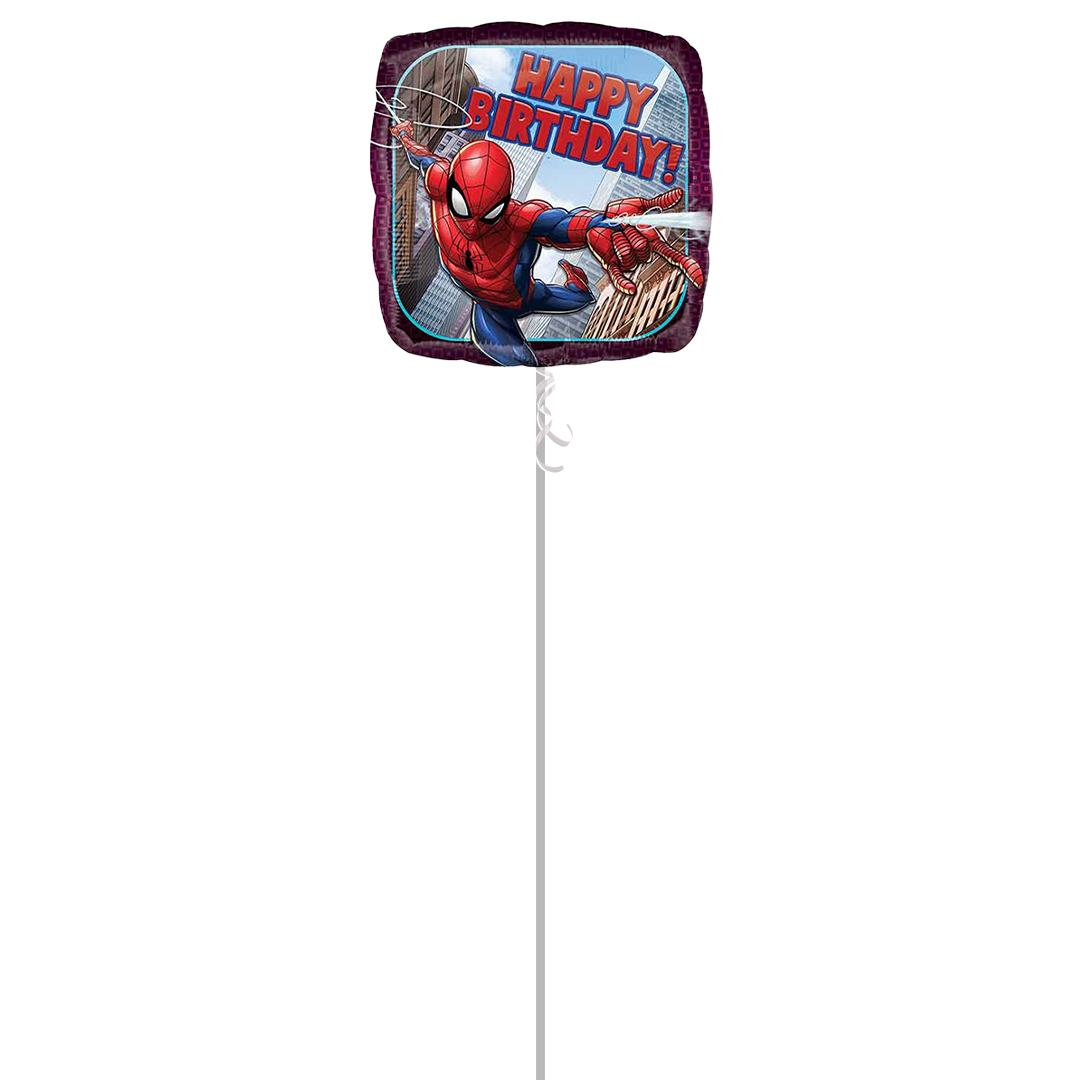 Spider-Man Happy Birthday Square Foil Helium Balloon - Inflated Balloon in a Box Product Gallery Image