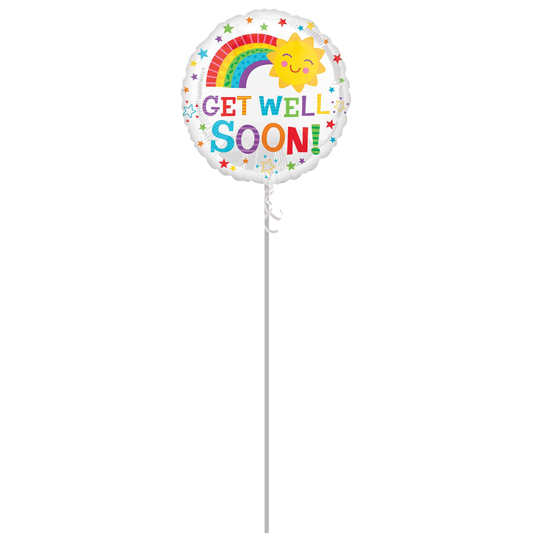 Get Well Soon Sun Round Foil Balloon - Inflated Balloon in a Box Product Gallery Image