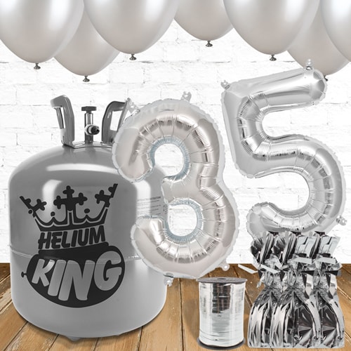 35th Birthday Helium Gas Package with Silver Balloons