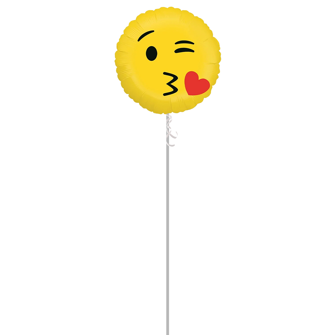 Emoji Kiss Round Shape Foil Helium Balloon - Inflated Balloon in a Box Product Gallery Image