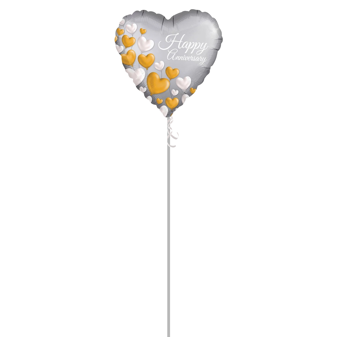 Happy Anniversary Satin Luxe Heart Foil Helium Balloon - Inflated Balloon in a Box Product Gallery Image
