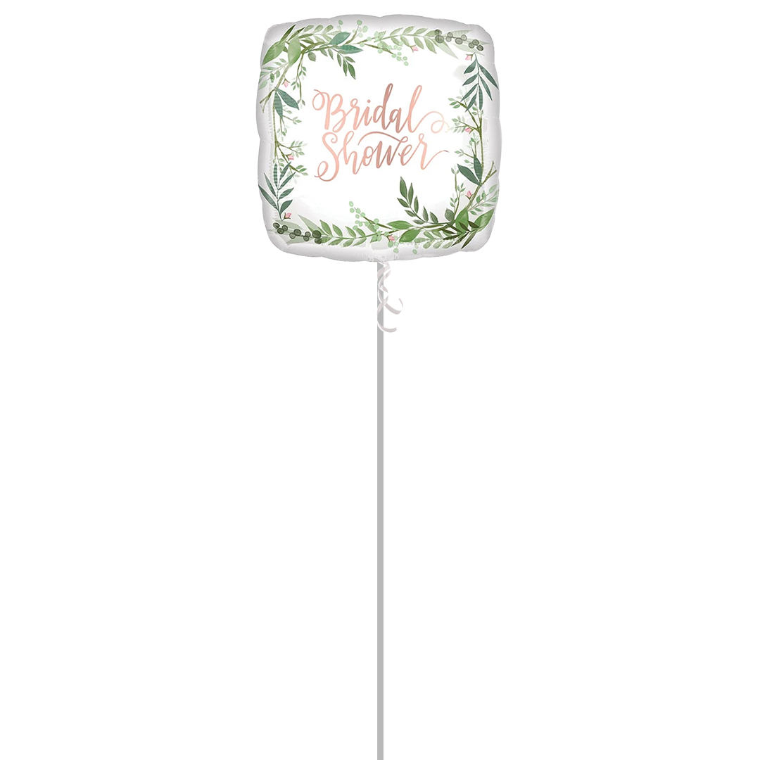 Bridal Shower Leaves Satin Luxe Square Foil Helium Balloon - Inflated Balloon in a Box