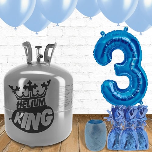 3rd Birthday Helium Gas Package with Blue Balloons Product Gallery Image